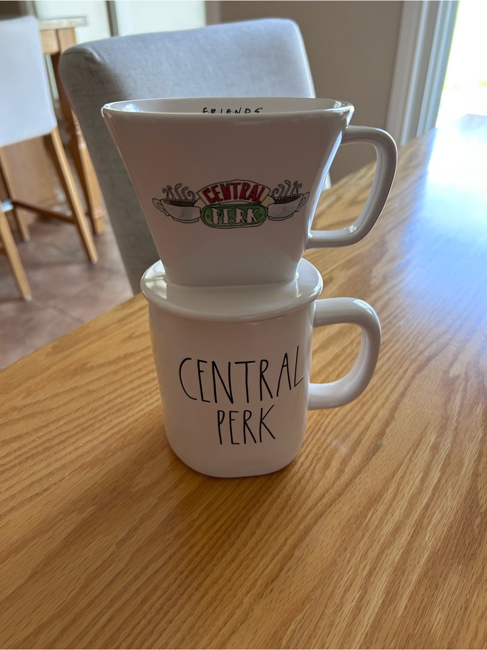 Rae Dunn White Ceramic "Central Perk" Dripper and Mug Set